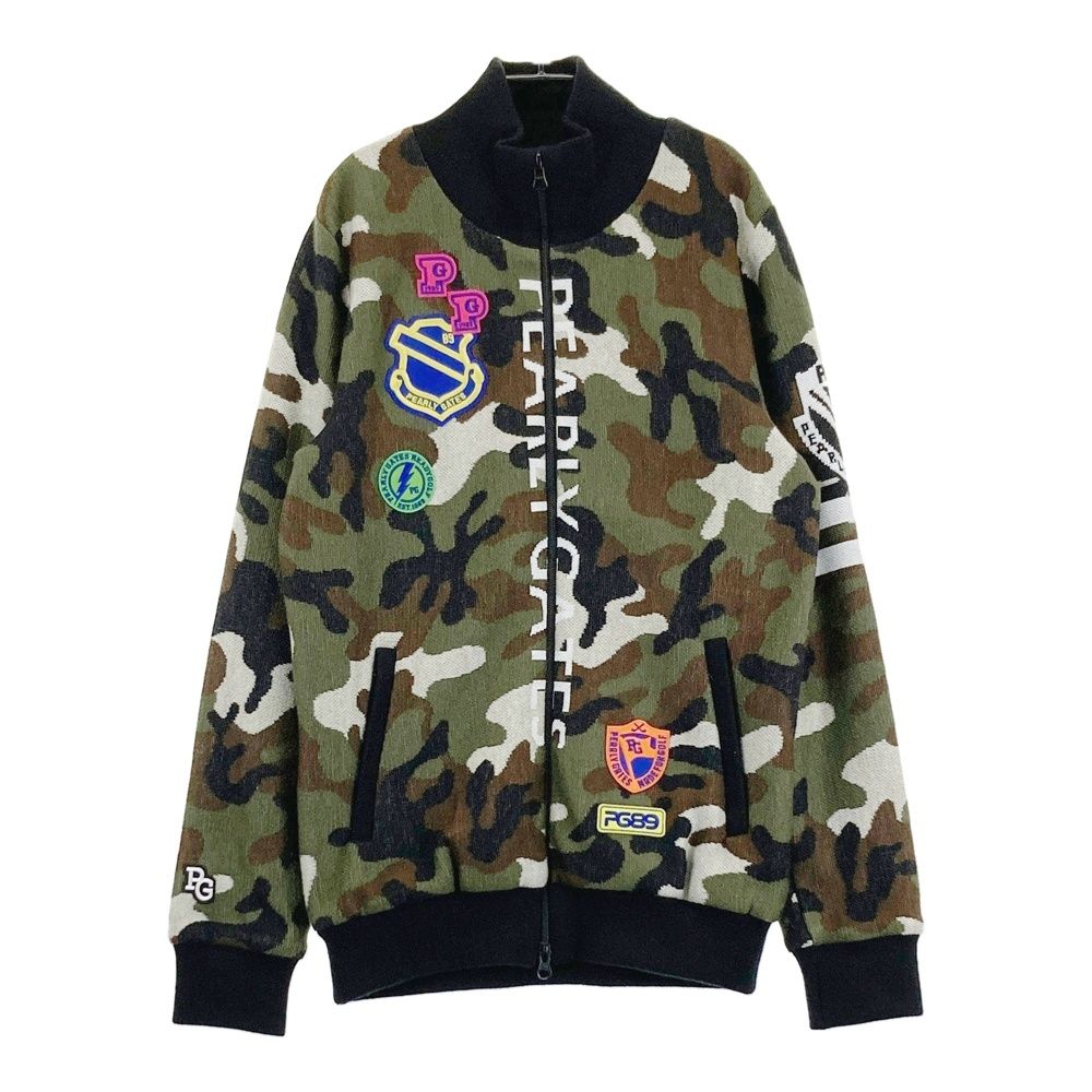サイズ 4 PEARLY GATES パーリーゲイツ 裏地付き ニットジップジャケット カモフラ柄 カーキ系 ゴルフウェア レディース ストスト