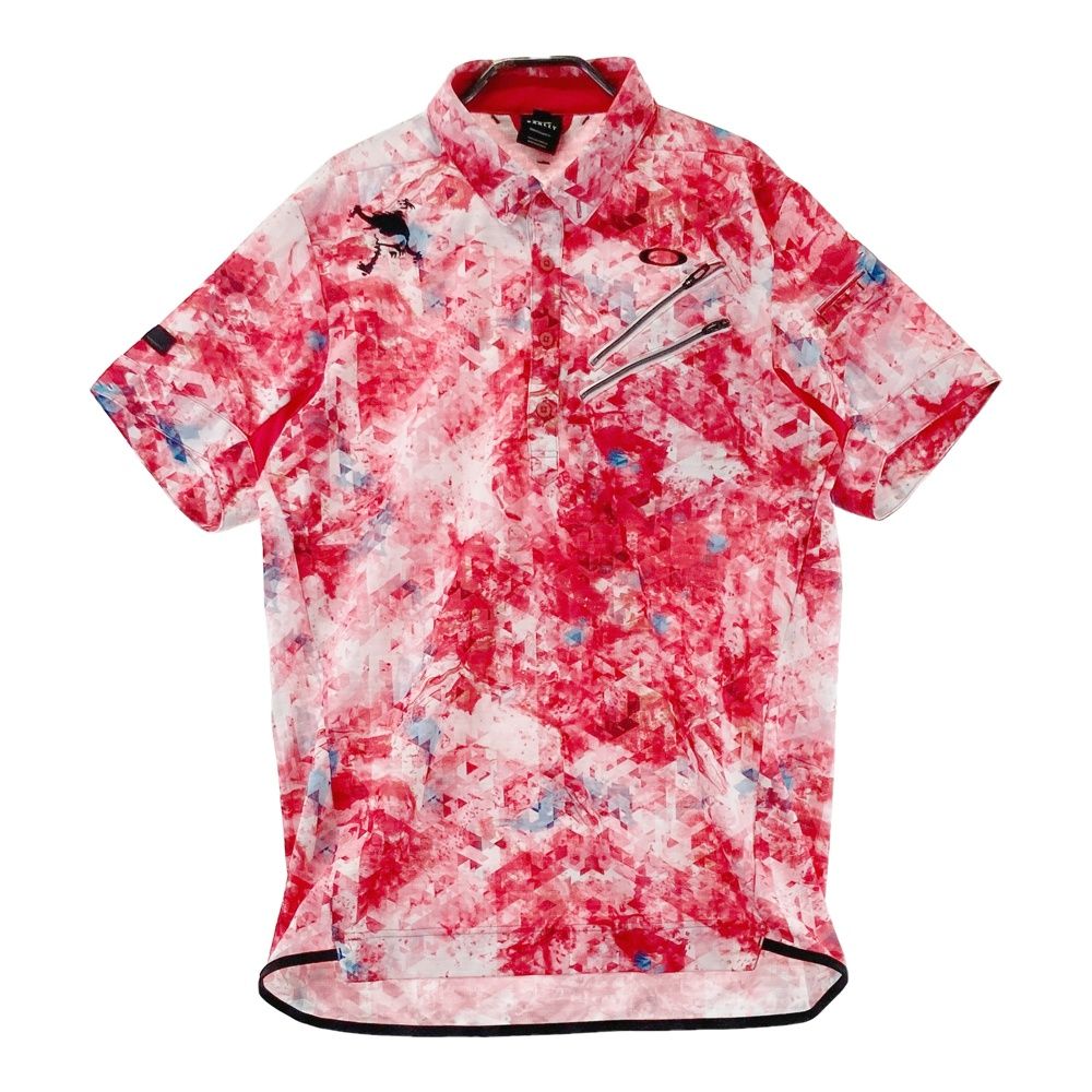 1081 未使用級　XL オークリー　半袖　ゴルフ　シャツ　総柄　ボタンダウン 1081 未使用級XL オークリー半袖ゴルフシャツ総柄ボタンダウン