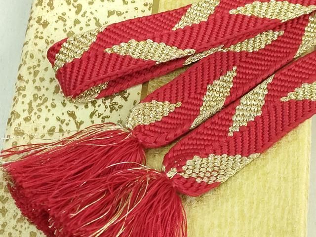 平和屋本店●極上　有職組紐道明　帯締め　笹浪組　金糸　宮内庁御用　国立博物館御用　東京芸術大学御用　逸品　DZAA11541kh6 平和屋本店○極上 有職組紐道明 帯締め 笹浪組 金糸 宮内庁御用 国立