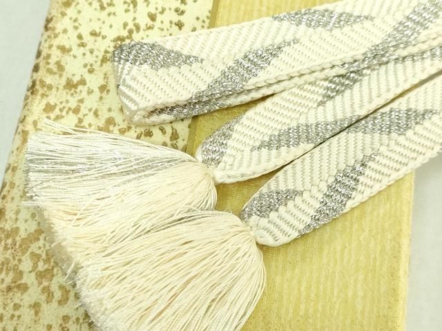 上 有職組紐道明 帯締め 笹浪組 銀糸 宮内庁御用 国立博物館御用 東京芸術大学御用 kh 6