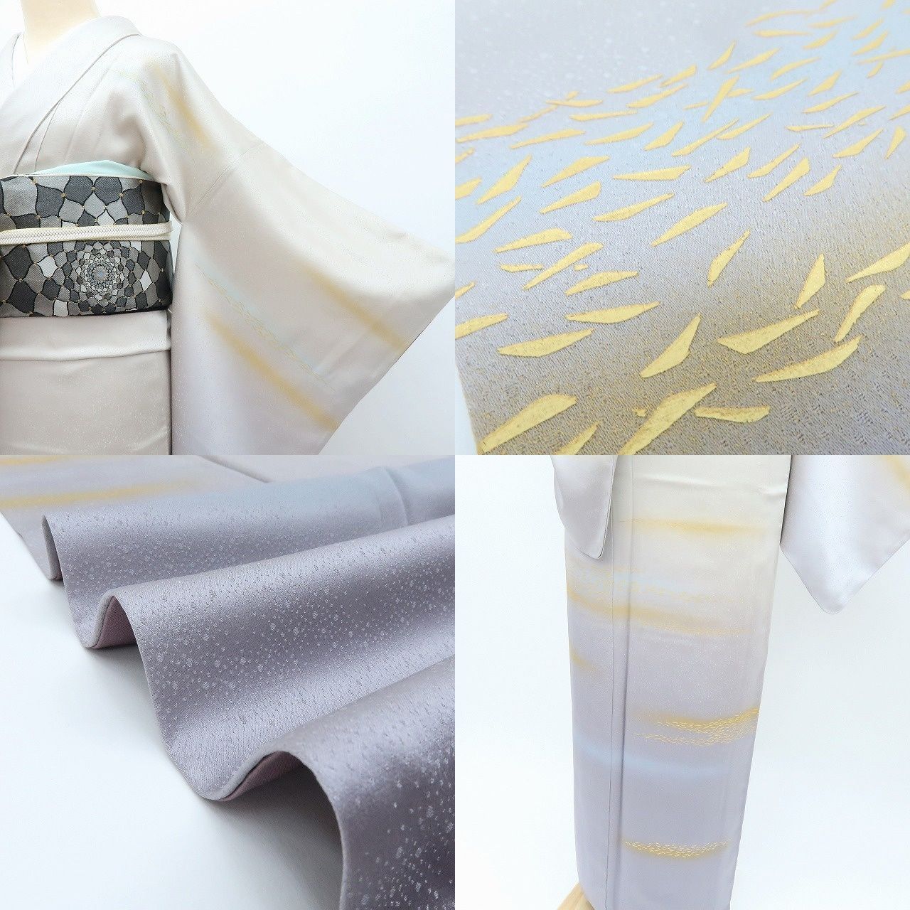 百華❀Y4210◇美品 人間国宝 福田喜三郎落款 縫い一つ紋 手縫い仕立て