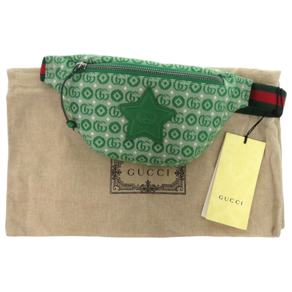 グッチ children s ウエストポーチ 星 スター 502095 527066 キャンバス レザー グリーン 緑 ウエストバッグ 0366 GUCCI
