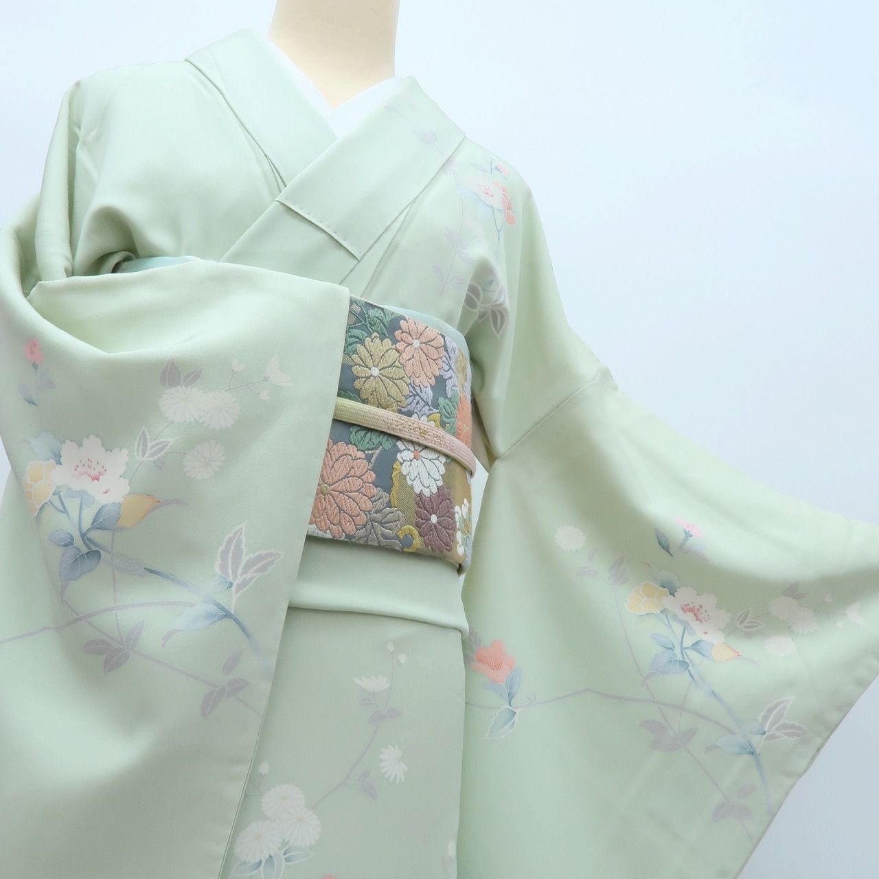 Y3652◇正絹 作家物落款 手縫い仕立て トールサイズ 訪問着 着物 百華❀Y4211◇トールサイズ 正絹 手縫い仕立て 訪問着 着物 単品