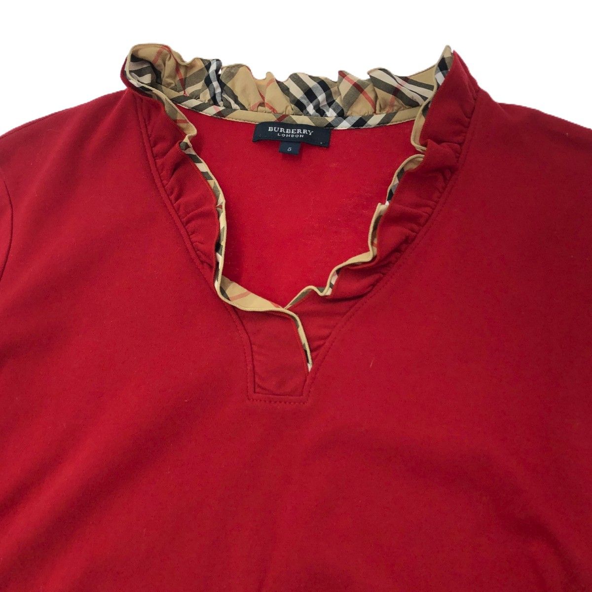 BURBERRY バーバリー 長袖 ポロシャツ Lサイズ レッド 赤色 美品