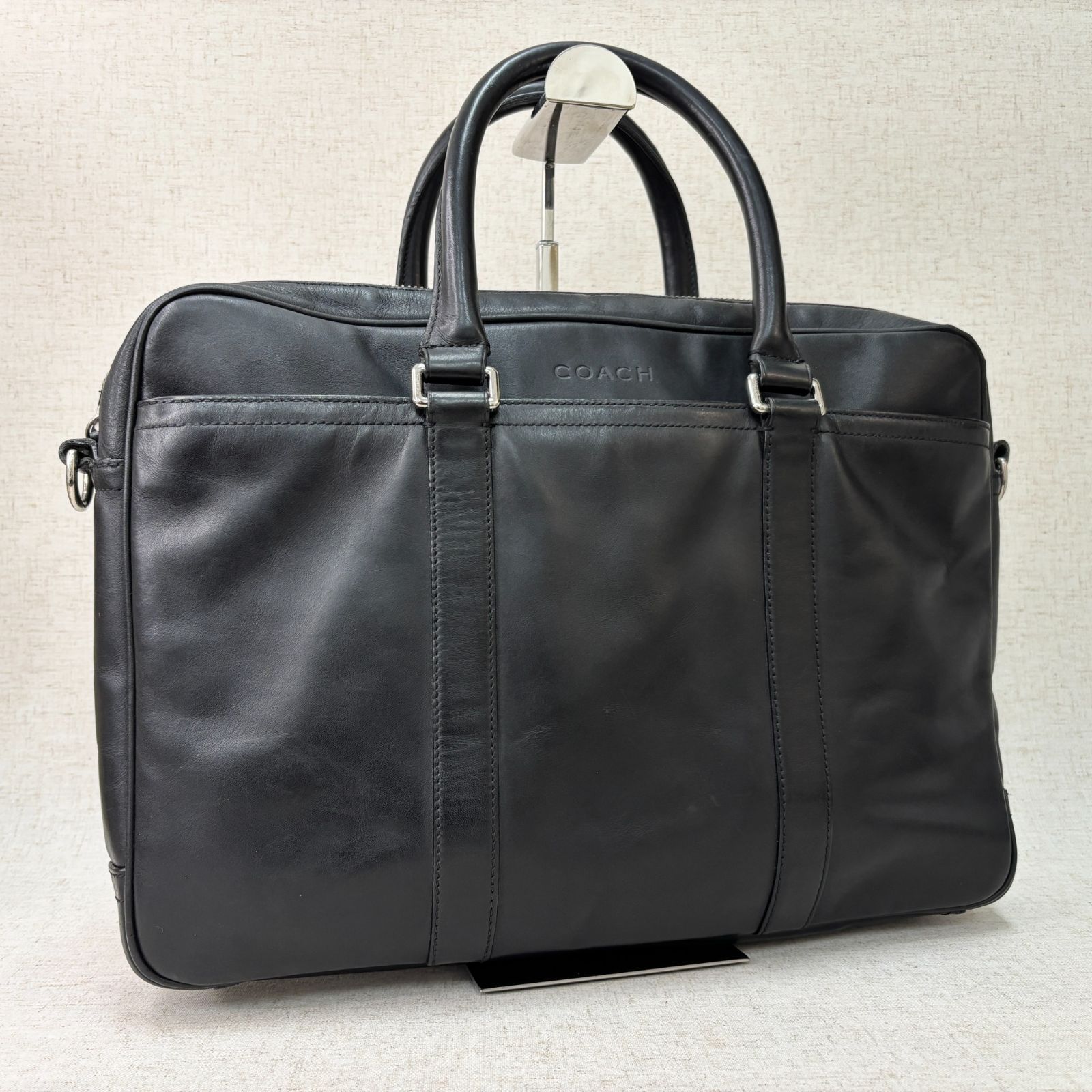 COACH コーチ ビジネスバッグ ブリーフケース レザー A4収納 ブラック