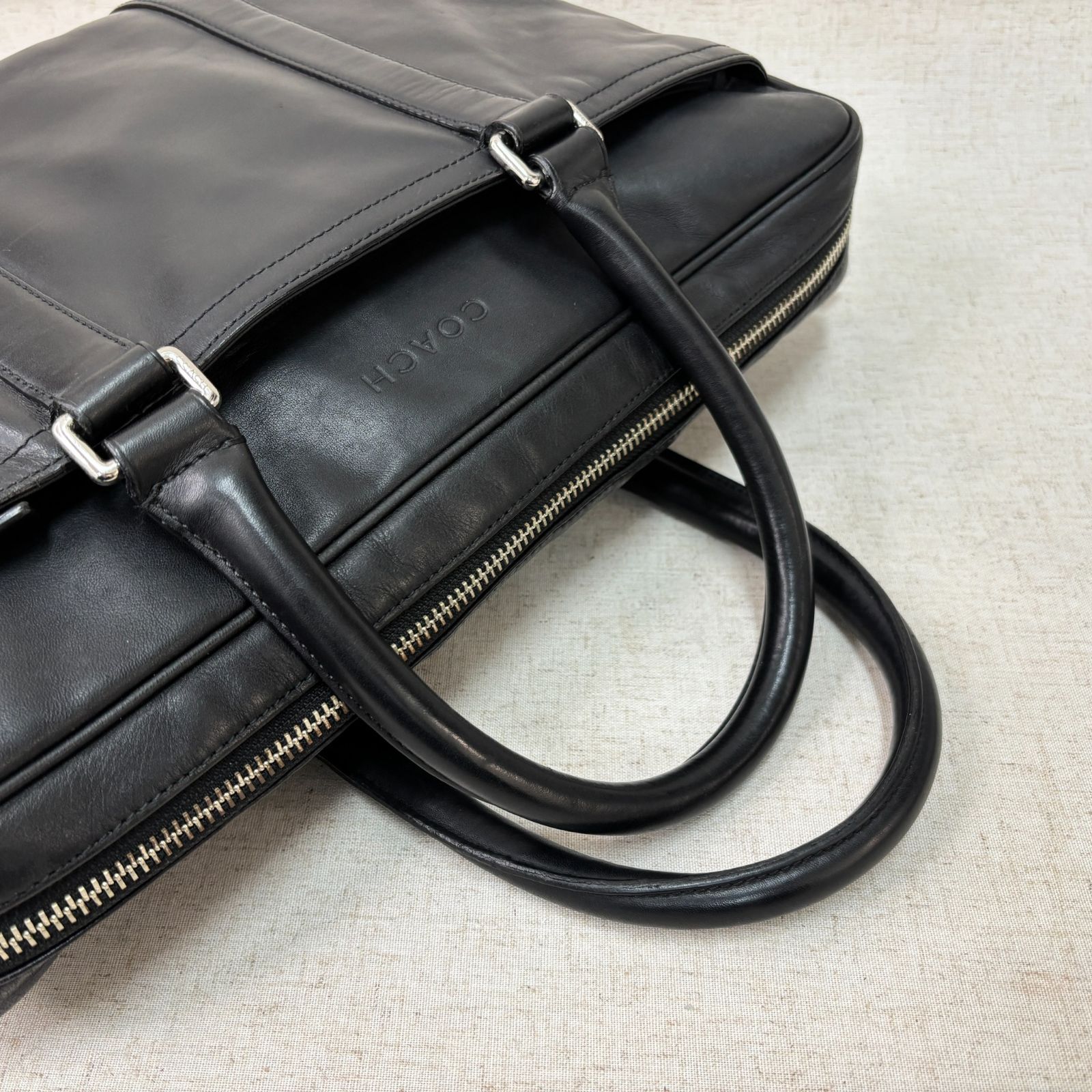 COACH コーチ ビジネスバッグ ブリーフケース レザー A4収納 ブラック