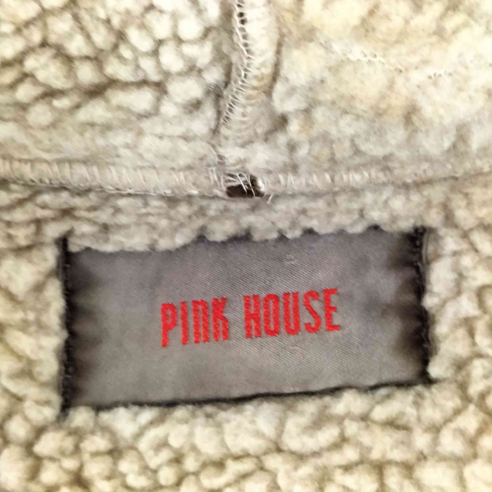 ピンクハウス PINK HOUSE ロゴ刺繍 フーデッドムートンジャケット