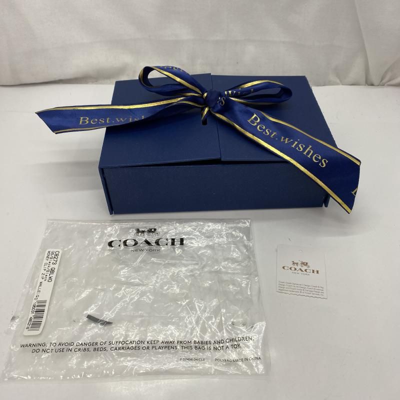  COACH マネークリップ ジップウォレット シグネチャーキャンバス 黒 箱あり コーチ 91 二つ折り財布 折り財布