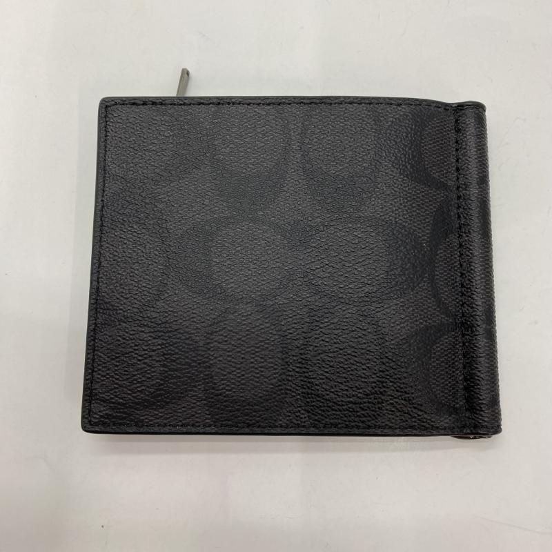 COACH マネークリップ ジップウォレット シグネチャーキャンバス 黒 箱あり コーチ 91