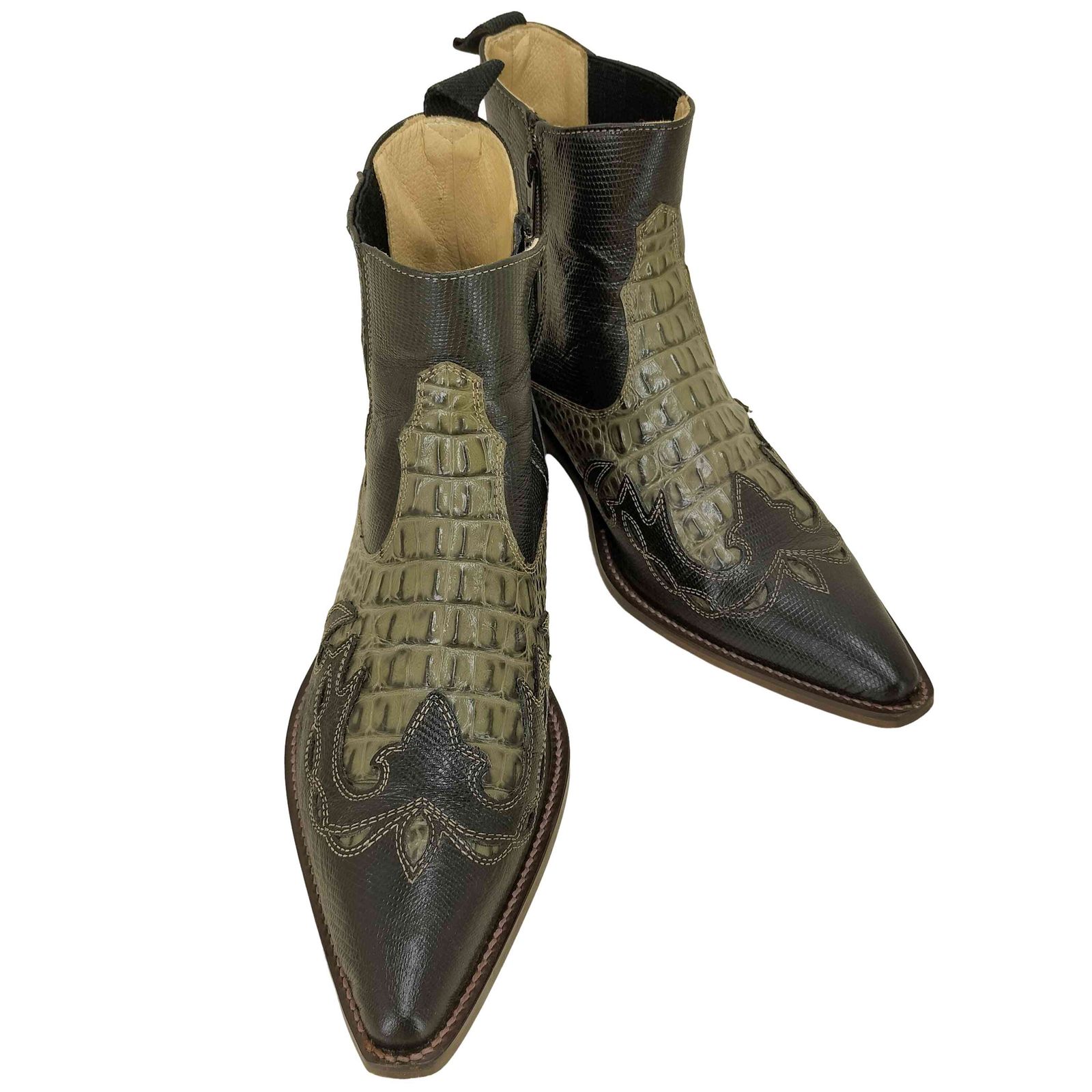 ユーズドフルギ 古着 TRAKAR S クロコ切替 ウエスタン ヒール ブーツ メンズ 9