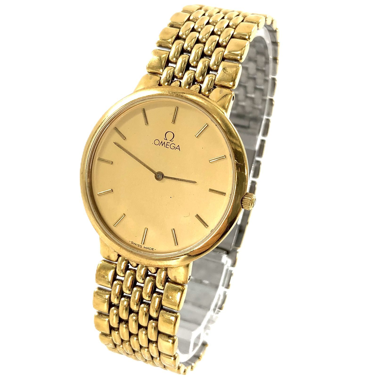 OMEGA オメガ DeVilla デヴィル SS QZ ゴールド文字盤 メンズ腕時計 PF 570