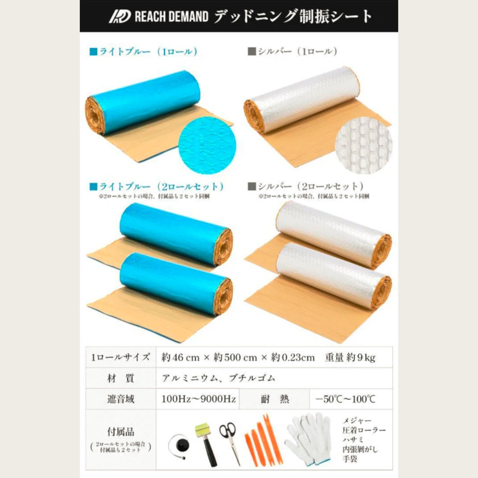 2476 デッドニング 制振 シート ライトブルー 5m 国際認証品 施工