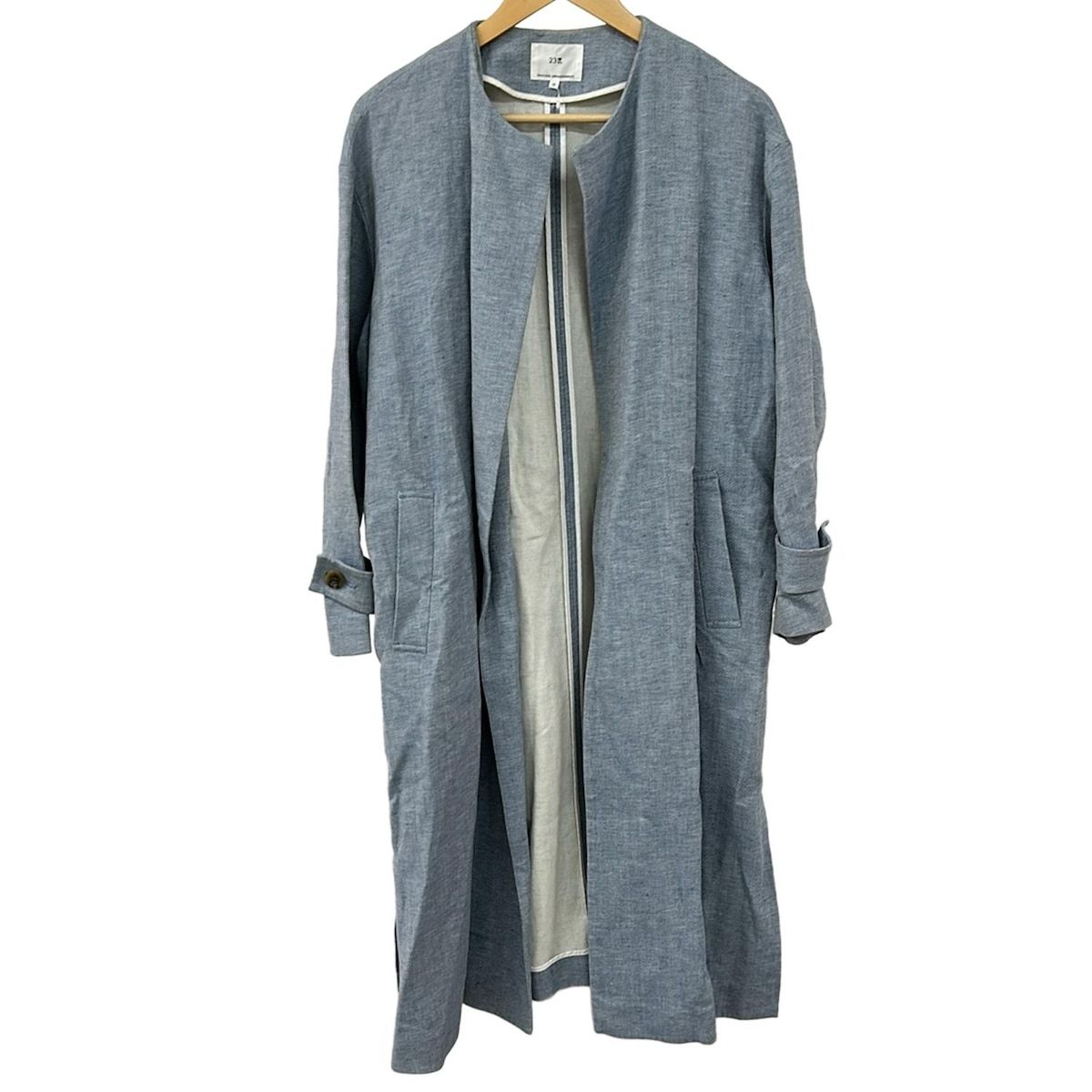 23区 ロングコート サイズ38 ライトブルー 23区(ニジュウサンク) コート サイズ38 M レディース - ブルー 長袖