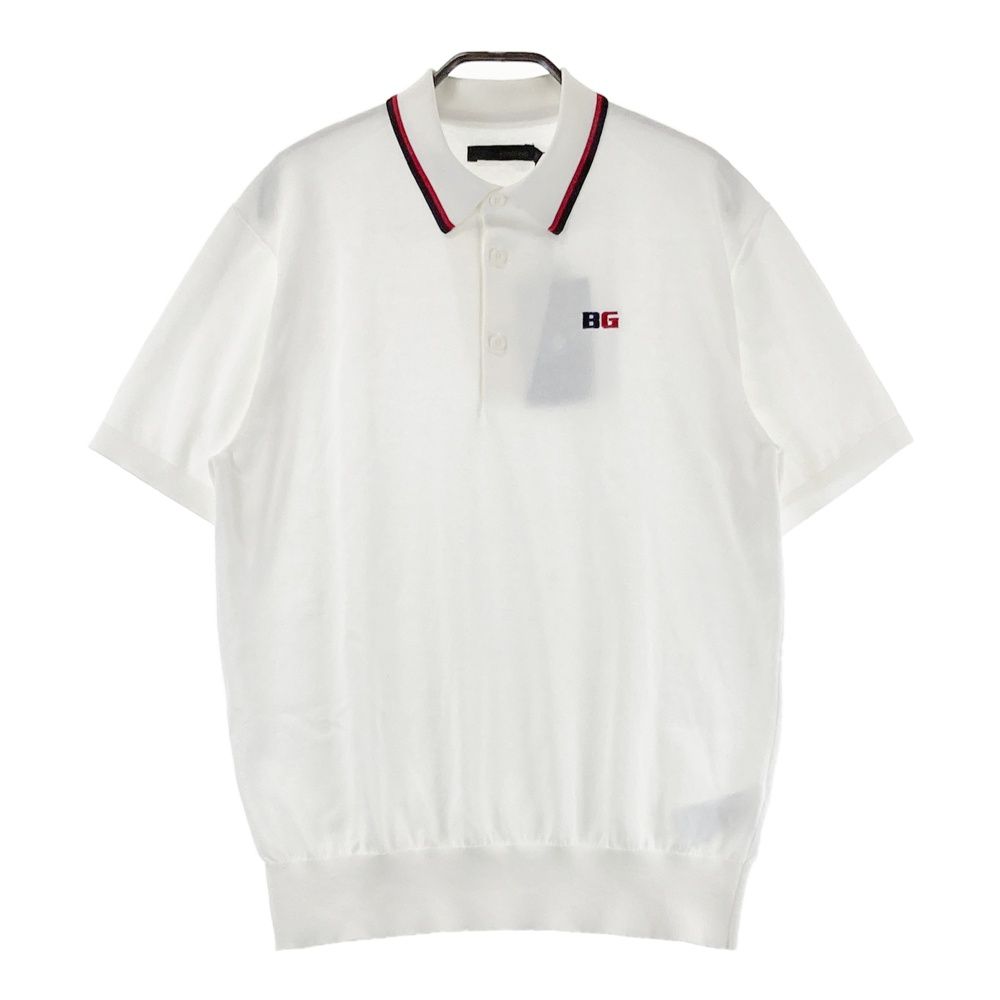 サイズ M GOLF ブリーフィング モデル ニット 半袖ポロシャツ ホワイト系 ゴルフウェア メンズ ストスト