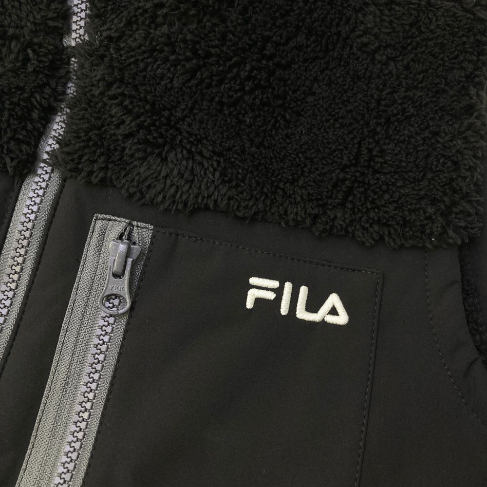 サイズ：M FILA GOLF フィラゴルフ ボア ジップワンピース ブラック系