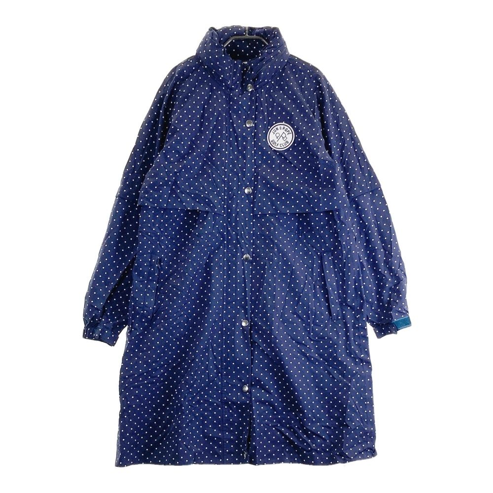 サイズ L JUN ROPE ジュン アンド ロペ 2 WAY レインワンピース ドット柄 ネイビー系 ゴルフウェア レディース ストスト