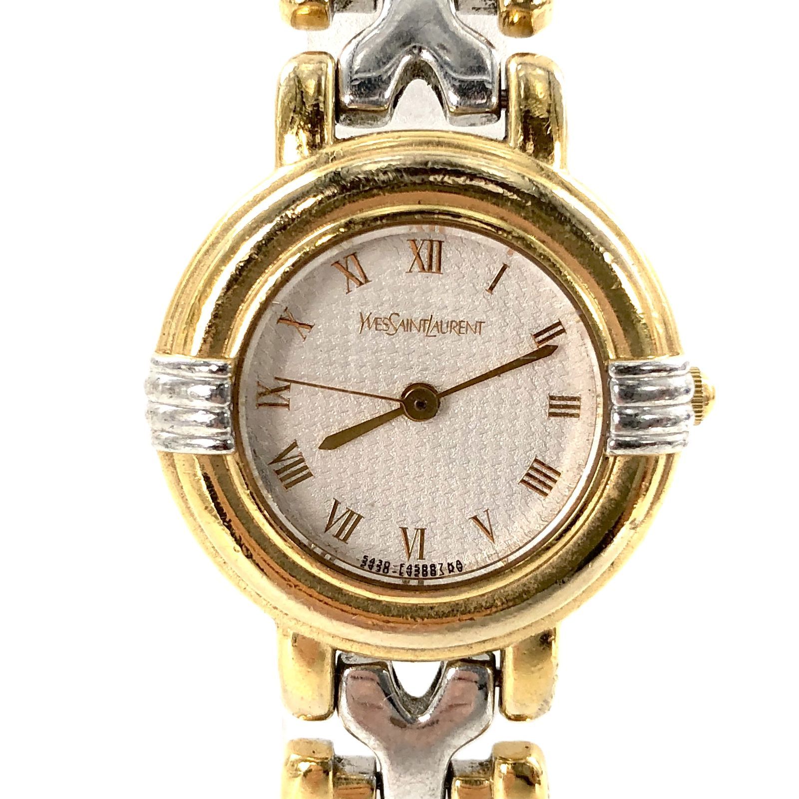  Yves Saint Laurent イヴサンローラン 5430-F 43071 SS QZ ホワイト文字盤 レディース腕時計 PF-564 腕時計(クォーツ) 腕時計(アナログ)