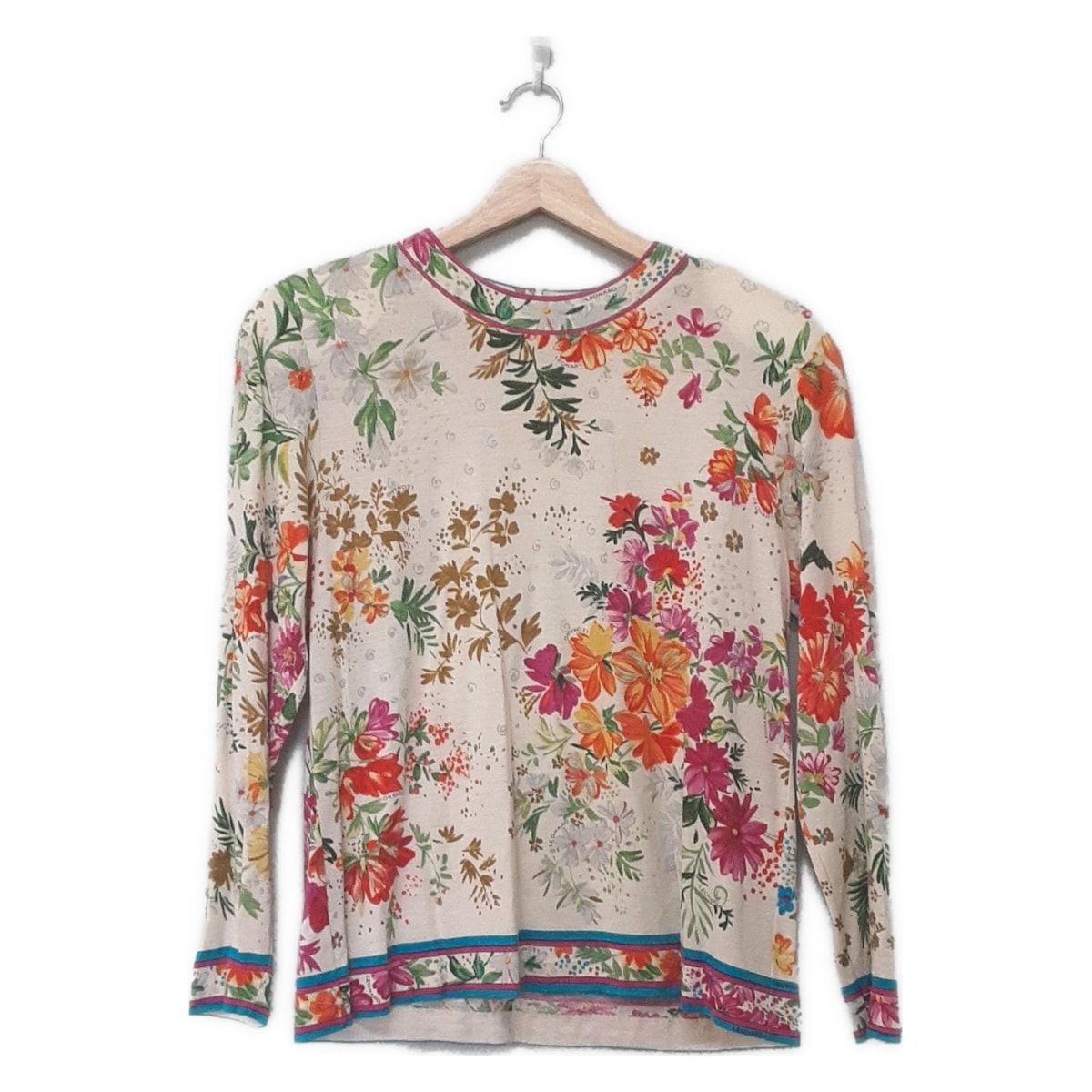 レオナール　花柄ピンク　カットソー LEONARD(レオナール) 長袖カットソー サイズL レディース美品