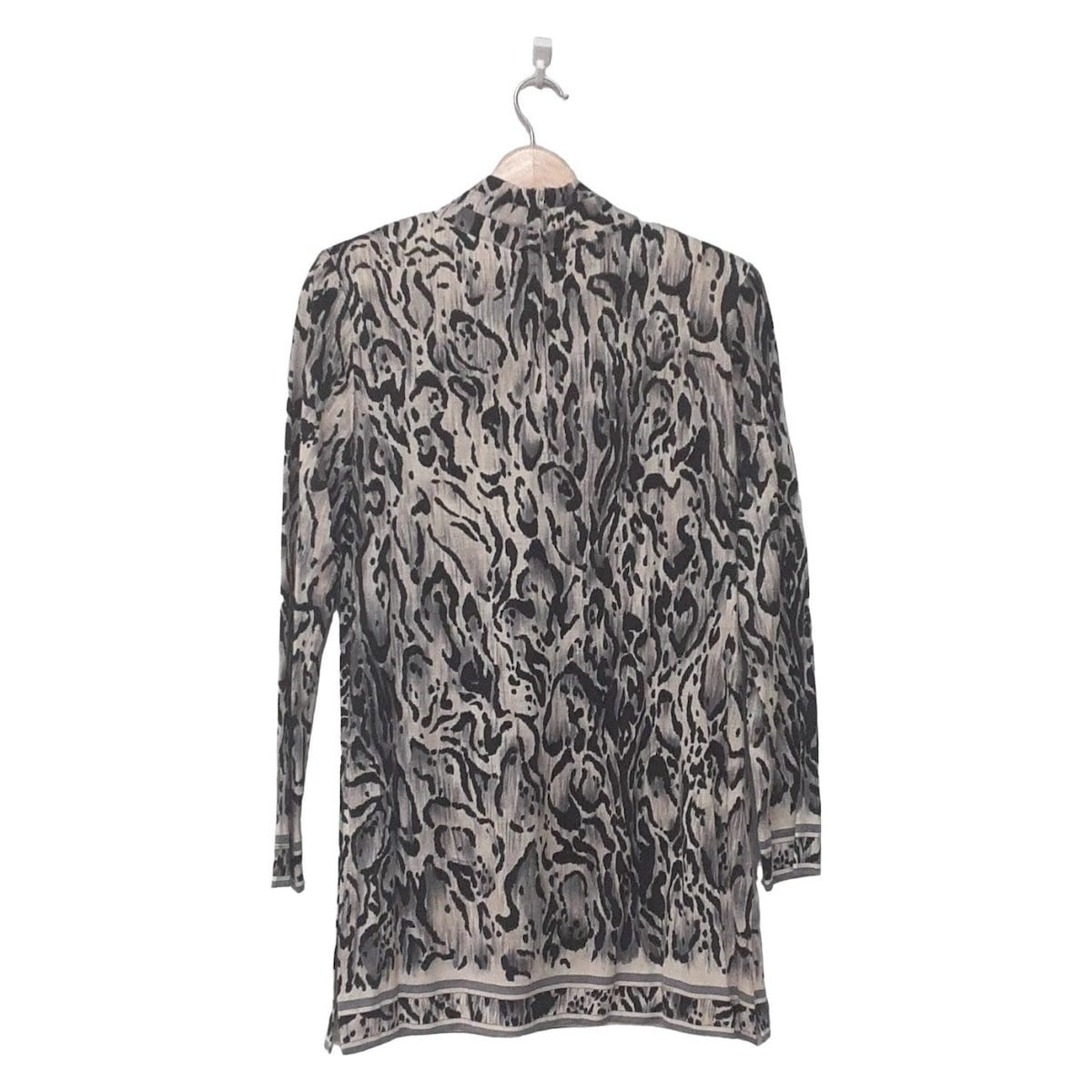 LEONARD レオナール チュニック サイズL レディース - ベージュ×黒×ダークグレー Vネック 長袖