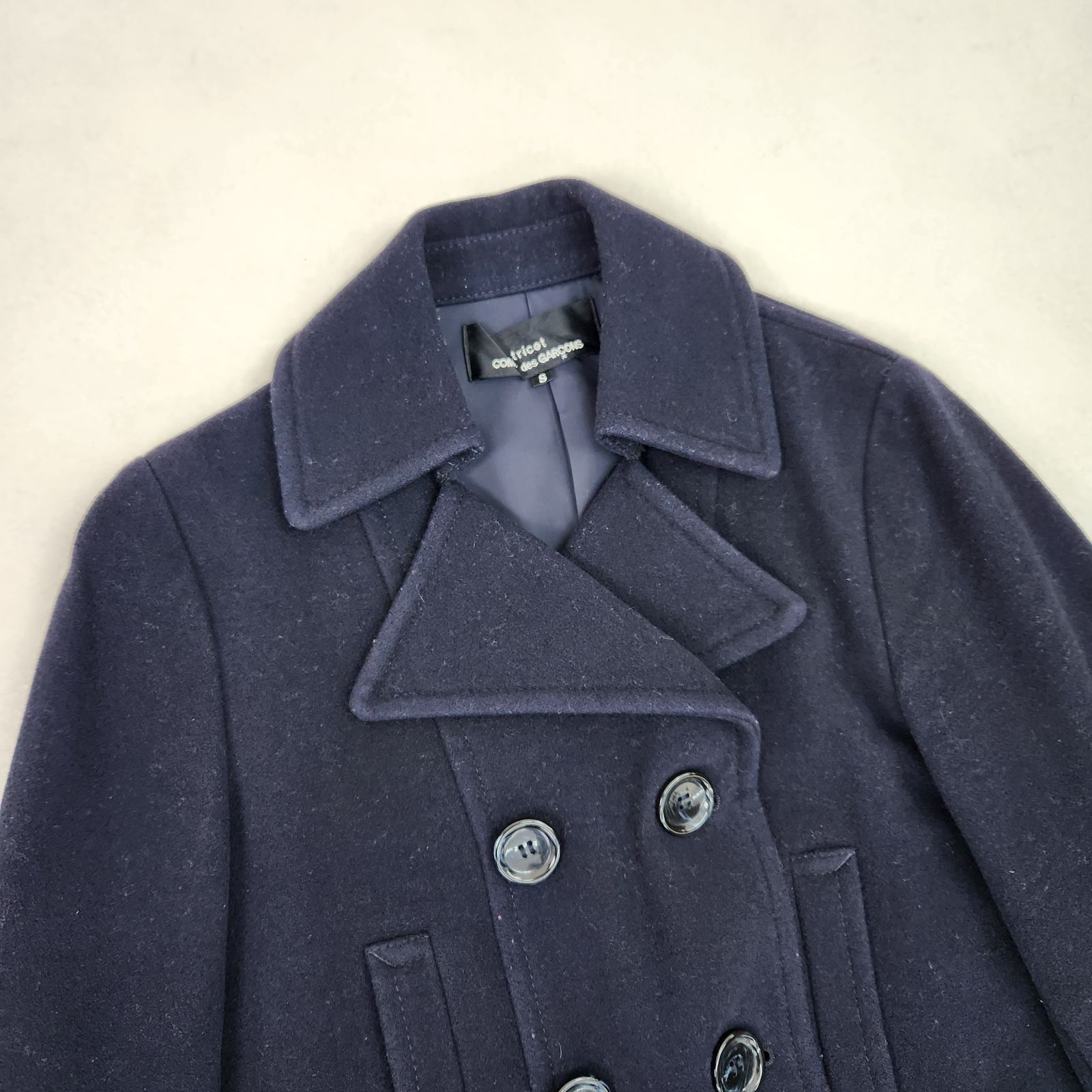 コムコム コムデギャルソン Pコート ピーコート ショート コート 紺 XS コムコム コムデギャルソン Pコート ピーコート ショート コート 紺 XS