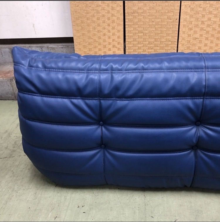  げ交渉 ligne roset リーンロゼ ROSETTOGO ロゼトーゴ 3人がけソファ ブルー レザー モダン 直接 横浜市保土ヶ谷区 合皮ソファ 2人掛け 3人掛けソファ ソファ ソファベッド