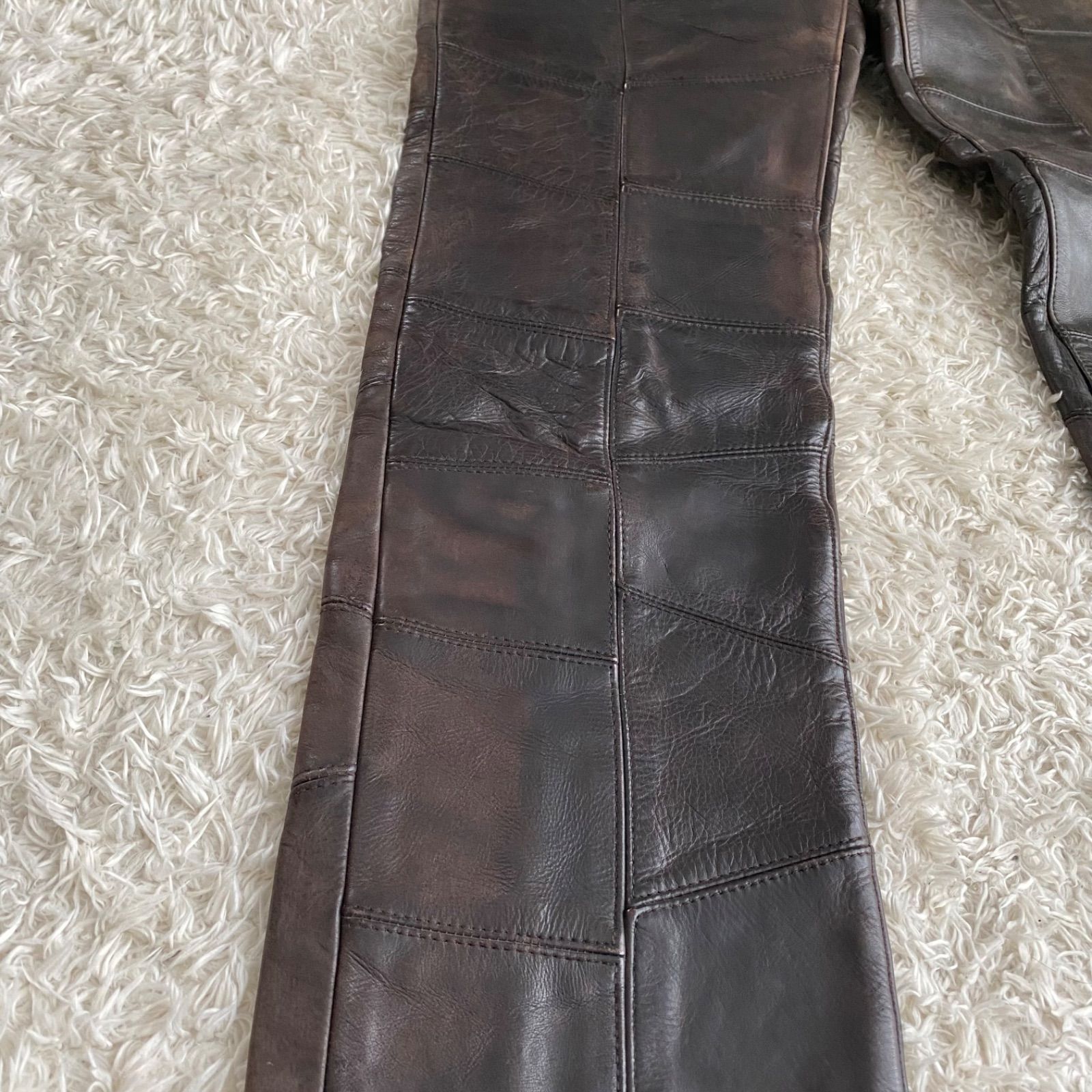 Lee RIDERS leather pants レザーパンツ 革パン パッチワーク ダーク