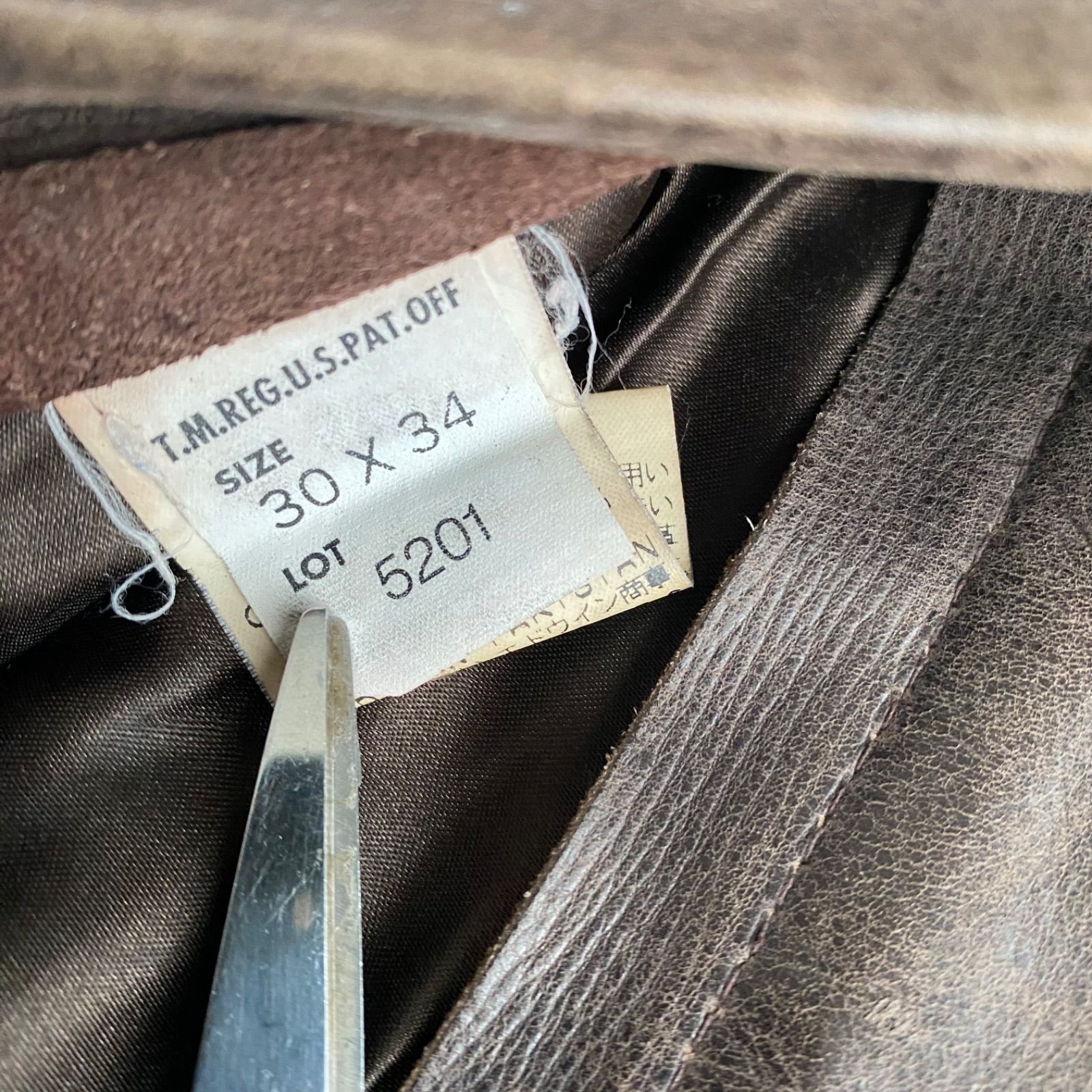 Lee Riders ブラウンのレザー パンツ　サイズ30×34 Lee RIDERS leather pants レザーパンツ 革パン パッチワーク ダーク