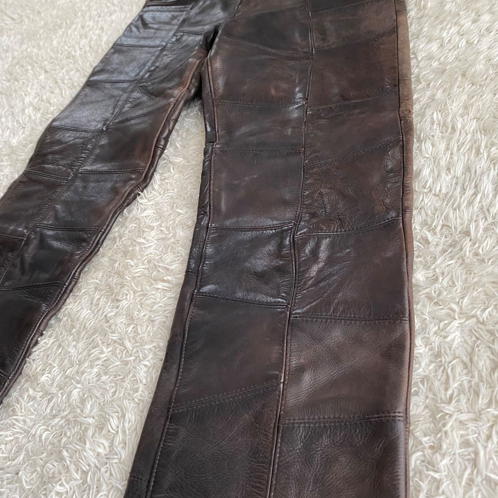 Lee RIDERS leather pants レザーパンツ 革パン パッチワーク ダーク