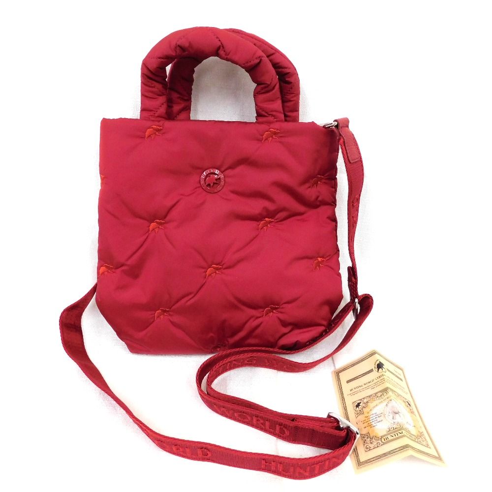 Hn 480111 ハンドバッグ ハンティングワールド ショルダーハンド2 WAYバッグ ナイロン レッド 超