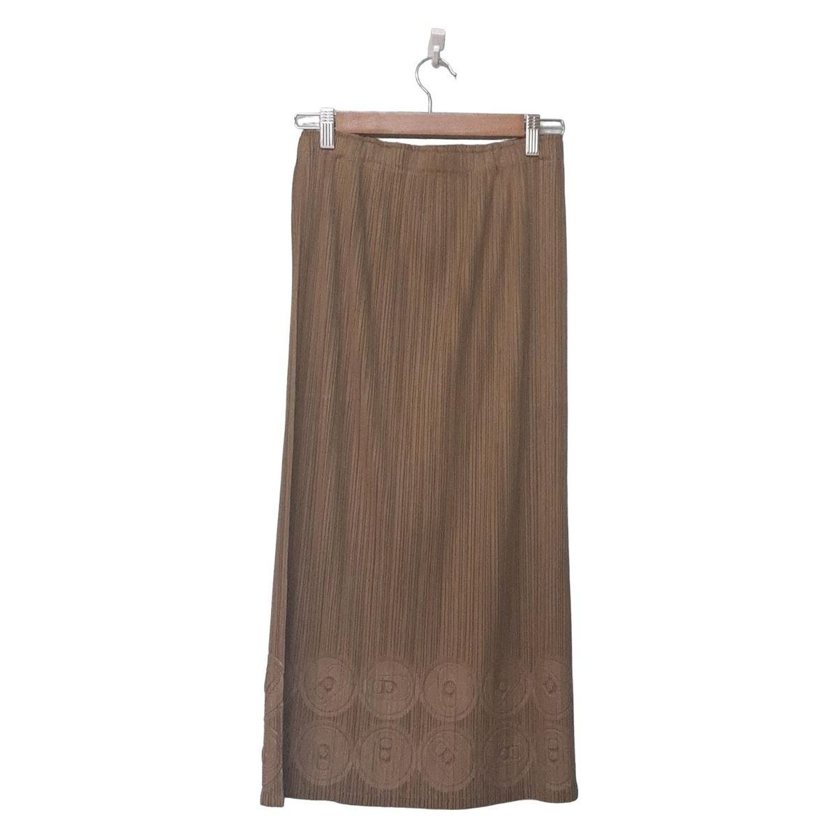19　プリーツプリーズ　茶ロングスカート　サイズ3 PLEATS PLEASE(プリーツプリーズ) ロングスカート サイズ4 XL