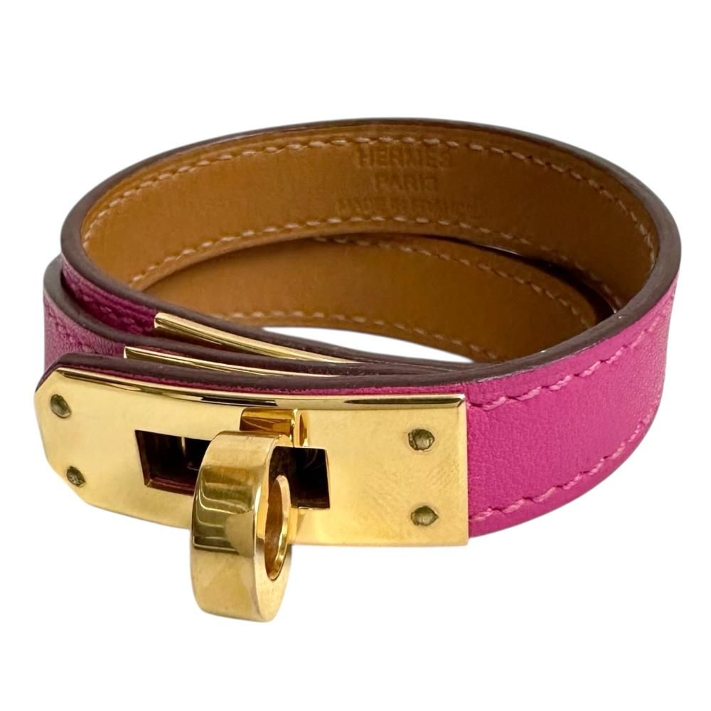 HERMES エルメス ブレスレット ケリー ドゥブルトゥール スイフト GP 18 2 g 14 cm C刻印 マグノリア ゴールド金具 レディース GD