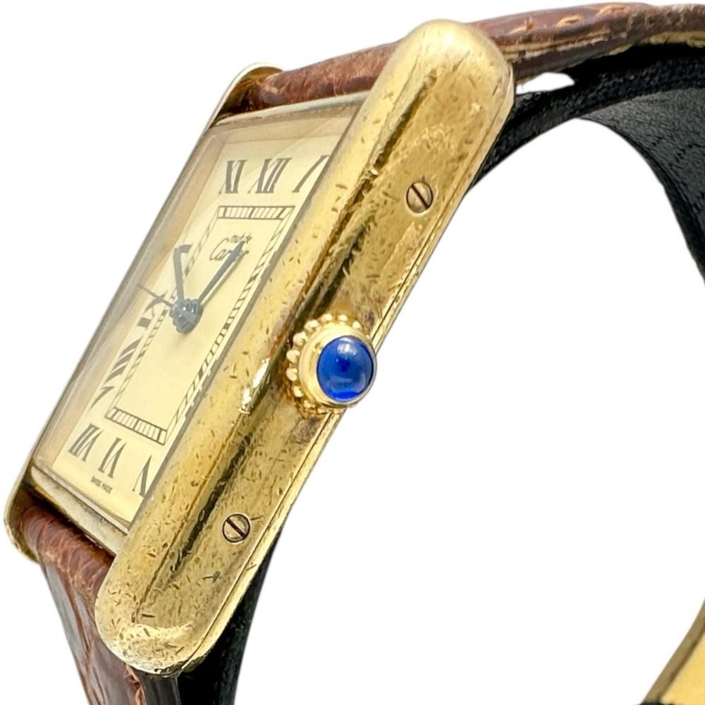 ゴールド文字盤 ブラウンレザーベルト