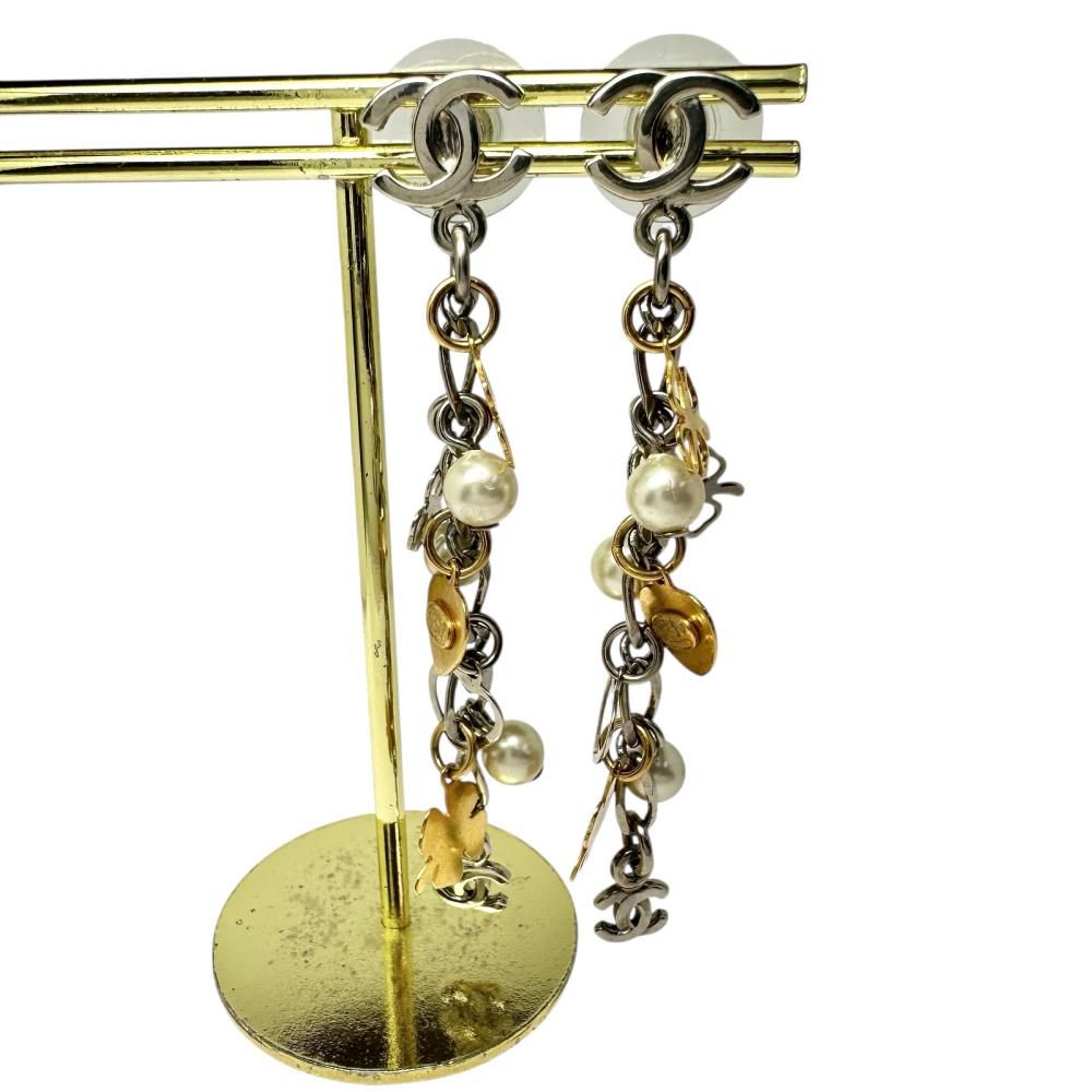 CHANEL シャネル ココマーク クローバー ハート フェイクパール5.0ｍｍ ピアス GP メタル 7.0 g 08 P レディース GD