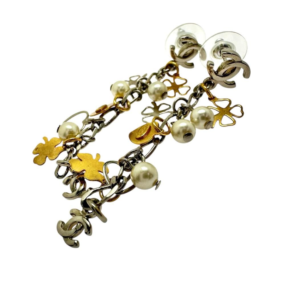 CHANEL シャネル ココマーク クローバー ハート フェイクパール5.0ｍｍ ピアス GP メタル 7.0 g 08 P レディース GD