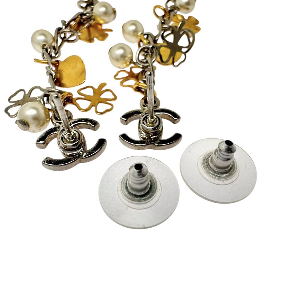  CHANEL シャネル ココマーク クローバー ハート フェイクパール5.0ｍｍ ピアス GP メタル 7.0 g 08 P レディース GD ピアス(両耳用) アクセサリー