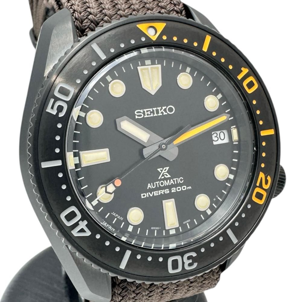SEIKO セイコー SBDC 155 プロスペックス ダイバー200 5500本 保証書 ギャラ き 腕時計 ステンレススチール ナイロン 自動巻き オートマ ブラック文字盤 ブラウンナイロンベルト メンズ