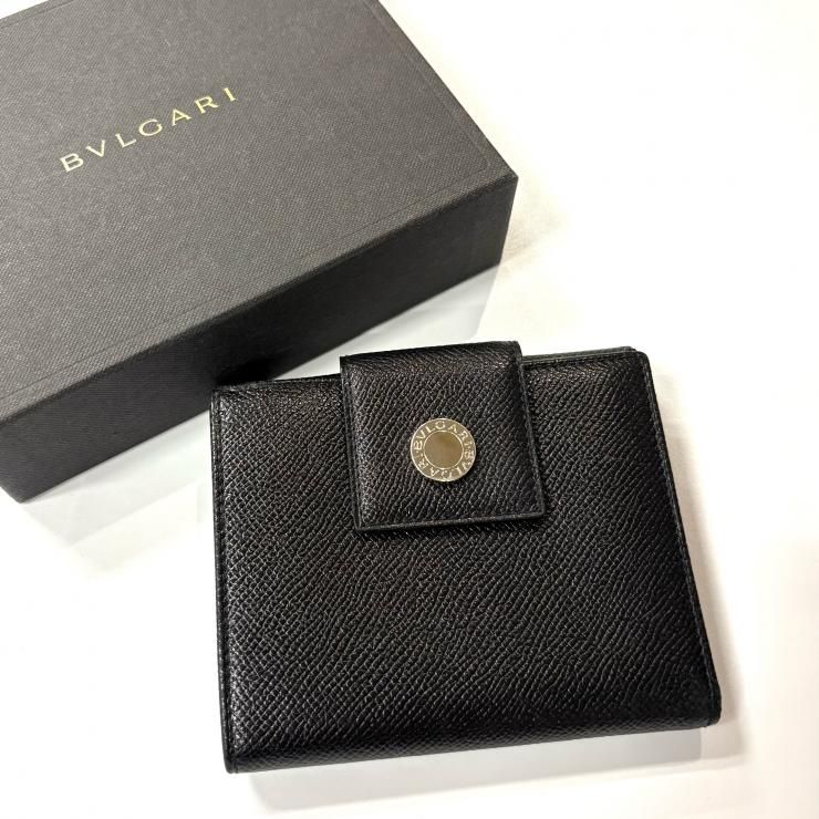 BVLGARI BBダブルホック財布 レザー ブラック 二つ折り財布 箱付き