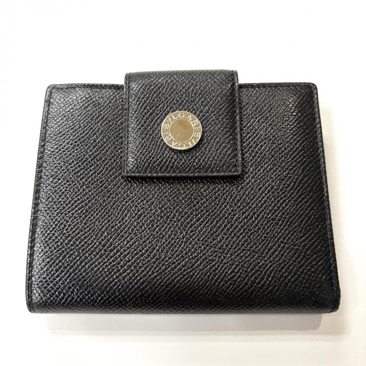 ブルガリ　財布　レディース　ダブルホック　箱付　付属品付　23279 BVLGARI BBダブルホック財布 レザー ブラック 二つ折り財布 箱付き