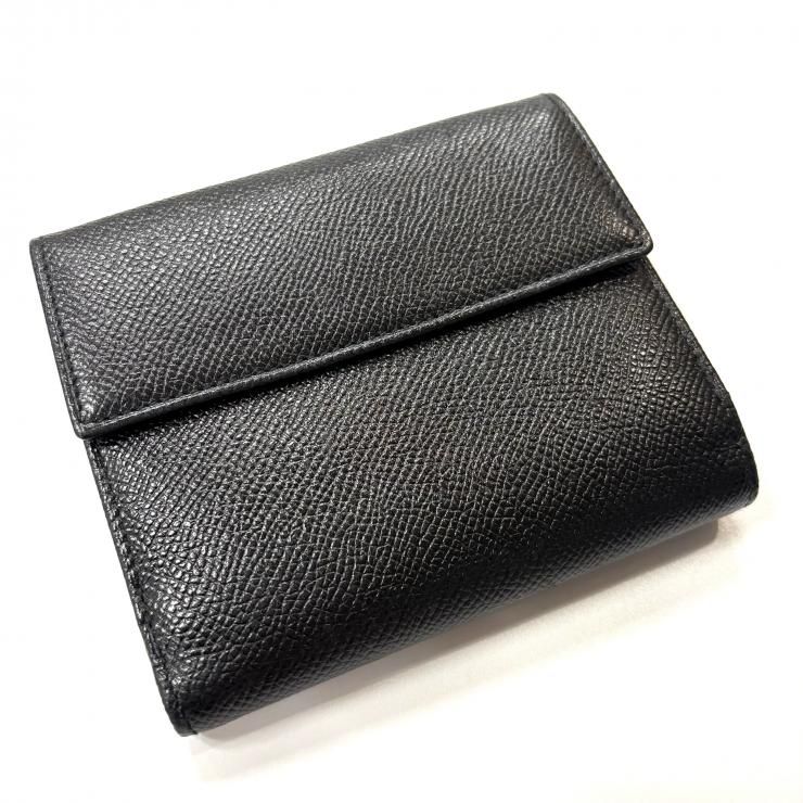 BVLGARI BBダブルホック財布 レザー ブラック 二つ折り財布 箱付き