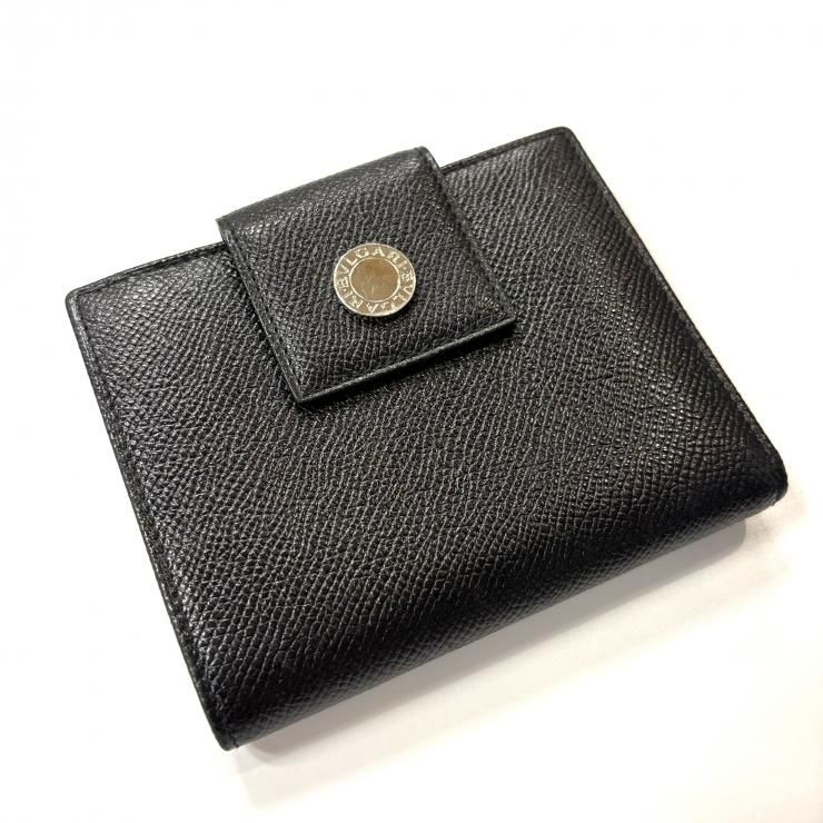 BVLGARI BBダブルホック財布 レザー ブラック 二つ折り財布 箱付き