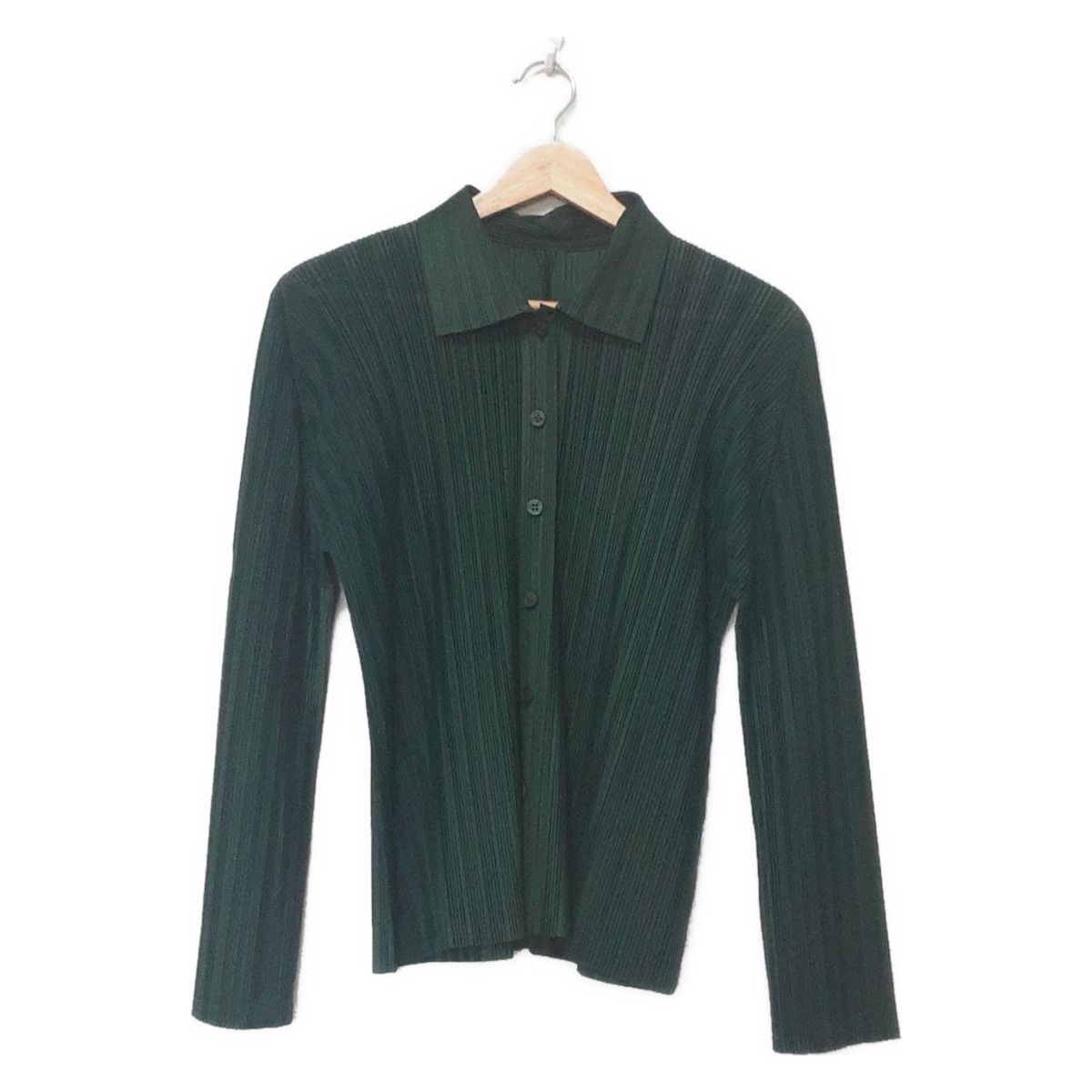 PLEATS PLEASE プリーツプリーズ　　カーディガン 長袖 グリーン PLEATS PLEASE(プリーツプリーズ) カーディガン サイズ3 L レディース