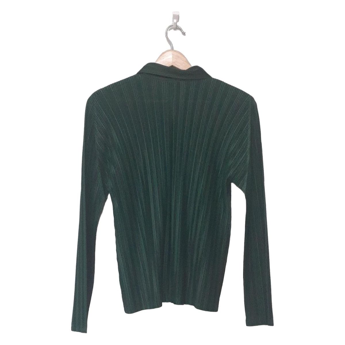 PLEATSPLEASE グリーン プリーツ 長袖 カーディガン 変形 PLEATS PLEASE(プリーツプリーズ) カーディガン サイズ3 L レディース