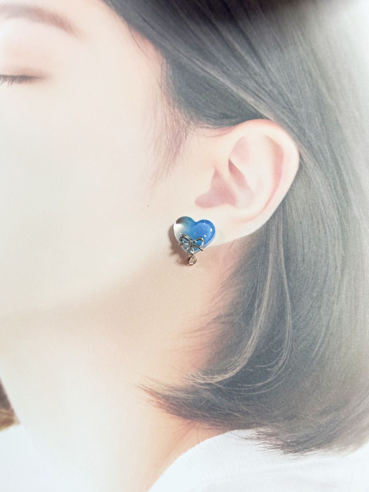 ハート　レジン　カボション　ピアス　ハンドメイド　イヤリング変更可 レジン カボション ピアス ハンドメイド イヤリング変更可 レジン