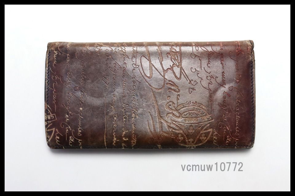 美 Berluti カリグラフィ レザー 2つ折り長財布 ベルルッティ 1106 tb 39589