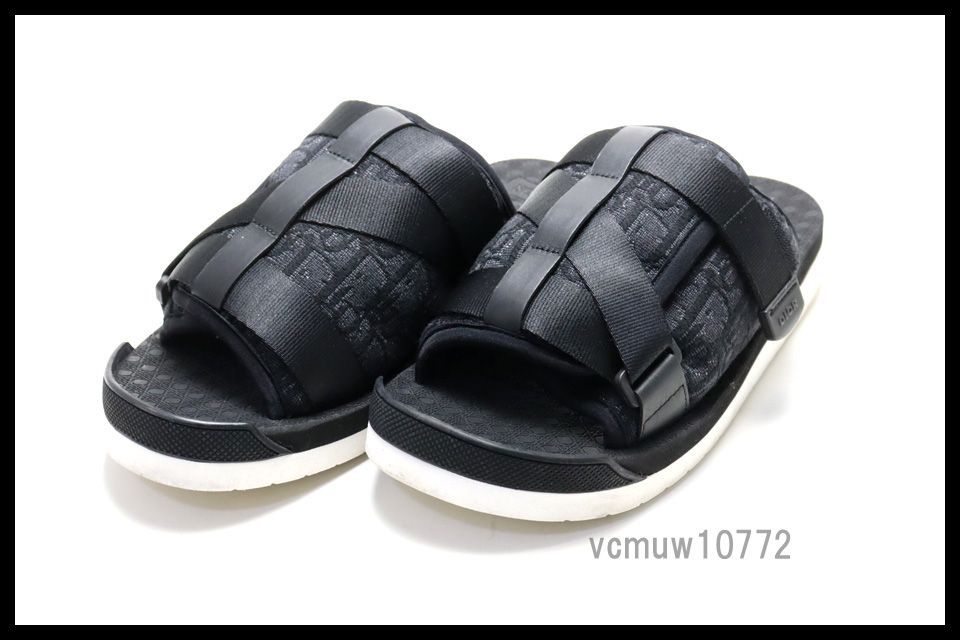 美 DIOR オブリーク アルファ ファブリック サンダル 42 ディオール 1106 rx 942054