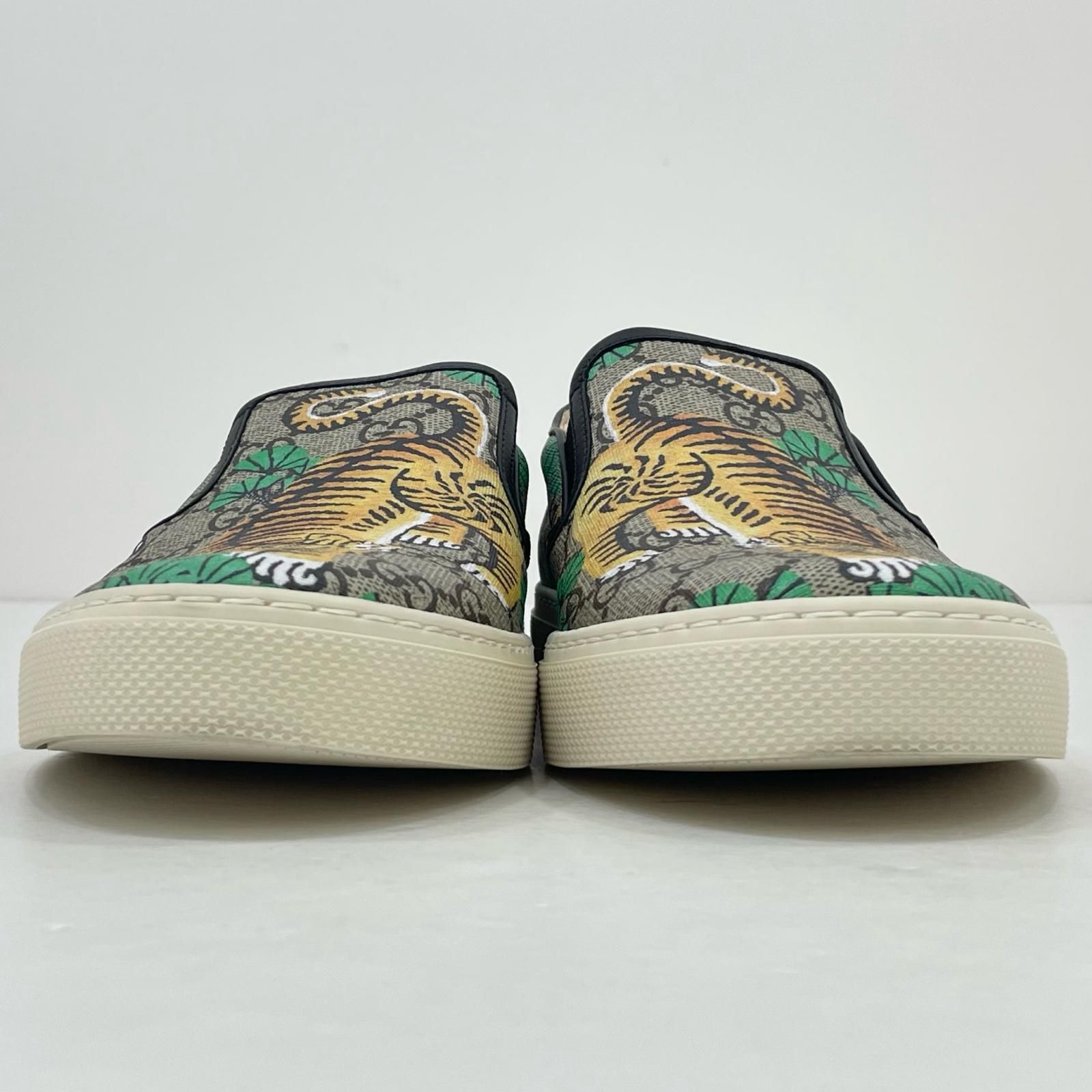 GUCCI グッチ GGスプリーム ベンガルタイガー スリッポン スニーカー 靴 407362 ブラウン マルチ サイズ 8 1 2