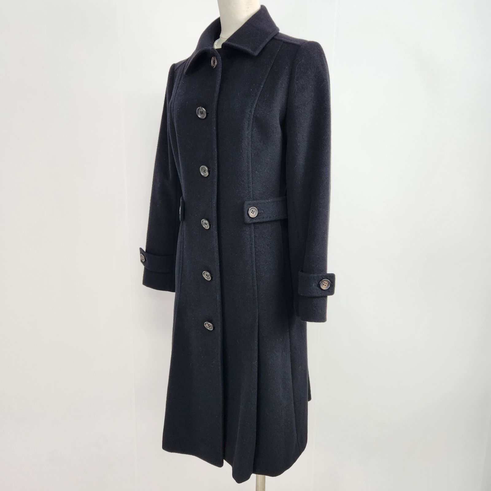 バーバリーロンドン ロングコート アンゴラ Aライン ブラック 40 L相当