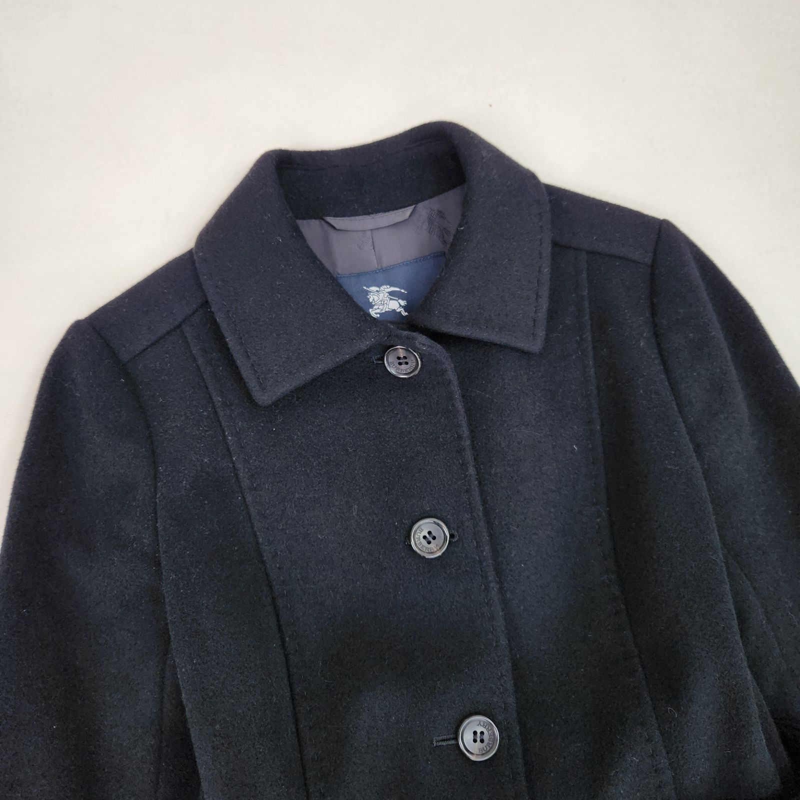 バーバリーロンドン ロングコート アンゴラ Aライン ブラック 40 L相当