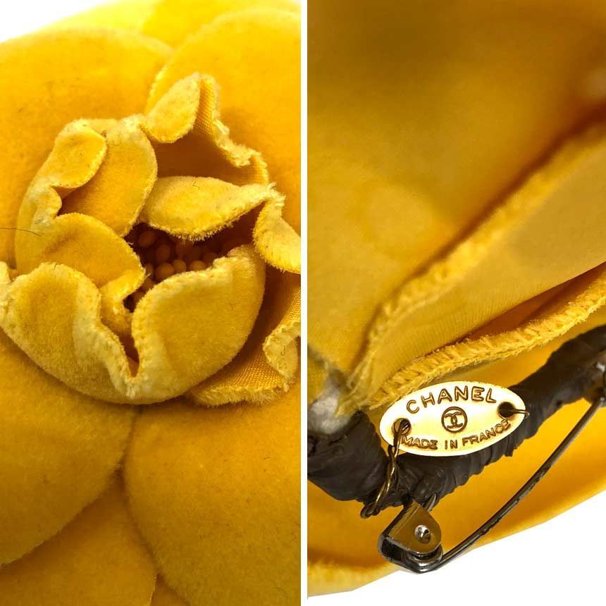 シャネル CHANEL カメリア コサージュ ブローチ 花 イエロー