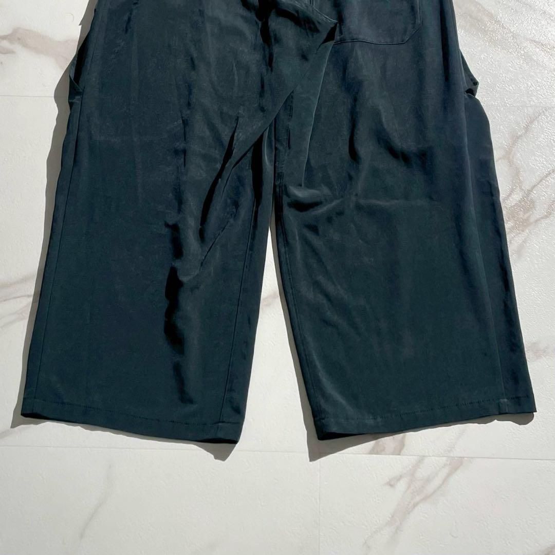  Y s ワイズ Yohji Yamamoto ヨウジヤマモト 2021 SS 2021年春夏 YT P 03 500 デシンビッグフロントポケットパンツ ワイドパンツ トリアセテート グリーンブルー系 Lサイズ相当 レディース メンズ着用 ワイドパンツ イージーパンツ パンツ